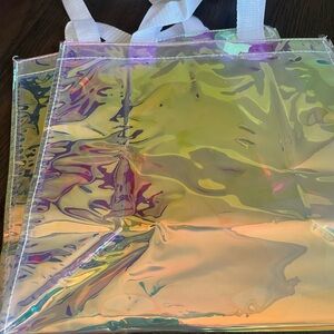 Holographic Tote Bag with White Handles